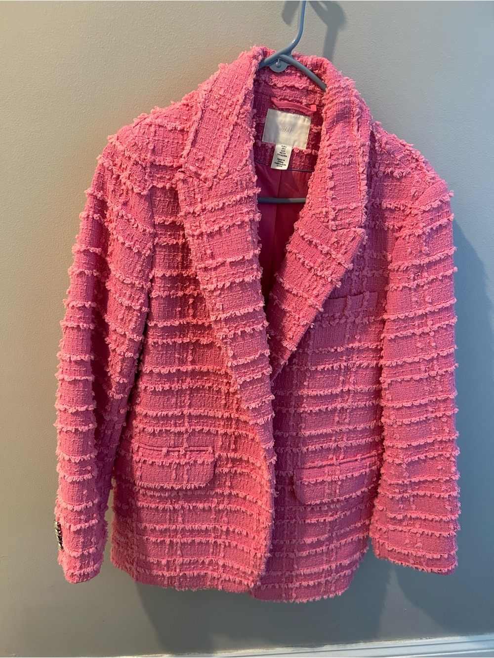 H&M Pink Textured Bouclé Blazer